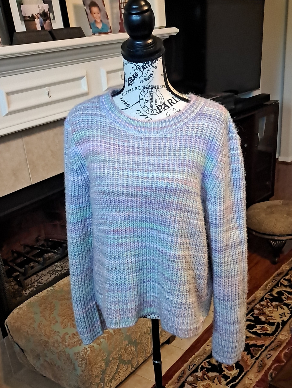 LOFT Pastel Multicolor Crewneck Sweater